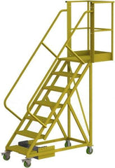 TRI-ARC - 112" 7 Step Configurable Cantilever Ladder - Unsupported, 300 Lb Capacity, 70" Platform Height, 30" Base Width x 81" Base Depth, Perforated Tread - Exact Tool & Supply