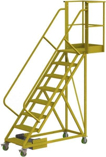TRI-ARC - 122" 8 Step Configurable Cantilever Ladder - Unsupported, 300 Lb Capacity, 80" Platform Height, 30" Base Width x 89" Base Depth, Serrated - Exact Tool & Supply
