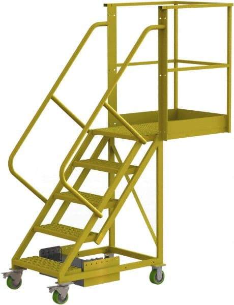 TRI-ARC - 92" 5 Step Configurable Cantilever Ladder - Unsupported, 300 Lb Capacity, 50" Platform Height, 30" Base Width x 74" Base Depth, Perforated Tread - Exact Tool & Supply