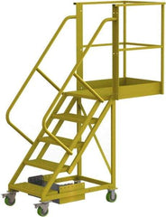 TRI-ARC - 92" 5 Step Configurable Cantilever Ladder - Unsupported, 300 Lb Capacity, 50" Platform Height, 30" Base Width x 74" Base Depth, Perforated Tread - Exact Tool & Supply