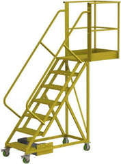 TRI-ARC - 112" 7 Step Configurable Cantilever Ladder - Unsupported, 300 Lb Capacity, 70" Platform Height, 30" Base Width x 91" Base Depth, Perforated Tread - Exact Tool & Supply
