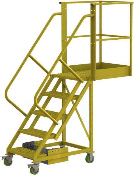 TRI-ARC - 92" 5 Step Configurable Cantilever Ladder - Unsupported, 300 Lb Capacity, 50" Platform Height, 30" Base Width x 74" Base Depth, Serrated - Exact Tool & Supply