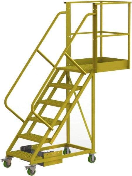 TRI-ARC - 102" 6 Step Configurable Cantilever Ladder - Unsupported, 300 Lb Capacity, 60" Platform Height, 30" Base Width x 82" Base Depth, Serrated - Exact Tool & Supply