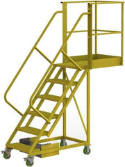 TRI-ARC - 102" 6 Step Configurable Cantilever Ladder - Unsupported, 300 Lb Capacity, 60" Platform Height, 30" Base Width x 82" Base Depth, Serrated - Exact Tool & Supply