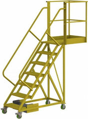 TRI-ARC - 112" 7 Step Configurable Cantilever Ladder - Unsupported, 300 Lb Capacity, 70" Platform Height, 30" Base Width x 91" Base Depth, Serrated - Exact Tool & Supply