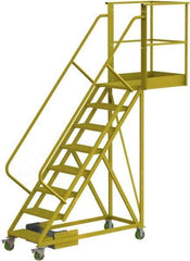 TRI-ARC - 122" 8 Step Configurable Cantilever Ladder - Unsupported, 300 Lb Capacity, 80" Platform Height, 30" Base Width x 99" Base Depth, Serrated - Exact Tool & Supply