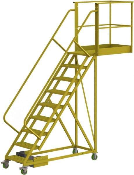 TRI-ARC - 132" 9 Step Configurable Cantilever Ladder - Unsupported, 300 Lb Capacity, 90" Platform Height, 30" Base Width x 117" Base Depth, Perforated Tread - Exact Tool & Supply
