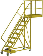 TRI-ARC - 132" 9 Step Configurable Cantilever Ladder - Unsupported, 300 Lb Capacity, 90" Platform Height, 30" Base Width x 117" Base Depth, Perforated Tread - Exact Tool & Supply