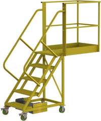TRI-ARC - 92" 5 Step Configurable Cantilever Ladder - Unsupported, 300 Lb Capacity, 50" Platform Height, 30" Base Width x 84" Base Depth, Serrated - Exact Tool & Supply
