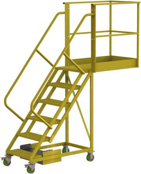 TRI-ARC - 102" 6 Step Configurable Cantilever Ladder - Unsupported, 300 Lb Capacity, 60" Platform Height, 30" Base Width x 92" Base Depth, Serrated - Exact Tool & Supply