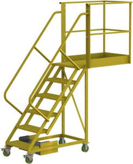 TRI-ARC - 102" 6 Step Configurable Cantilever Ladder - Unsupported, 300 Lb Capacity, 60" Platform Height, 30" Base Width x 92" Base Depth, Serrated - Exact Tool & Supply