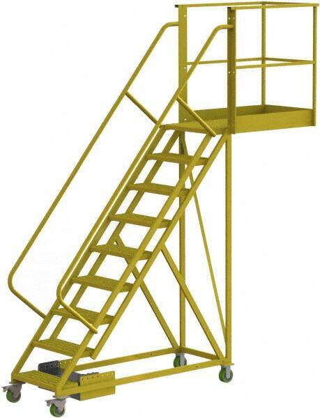 TRI-ARC - 132" 9 Step Configurable Cantilever Ladder - Unsupported, 300 Lb Capacity, 90" Platform Height, 30" Base Width x 117" Base Depth, Serrated - Exact Tool & Supply