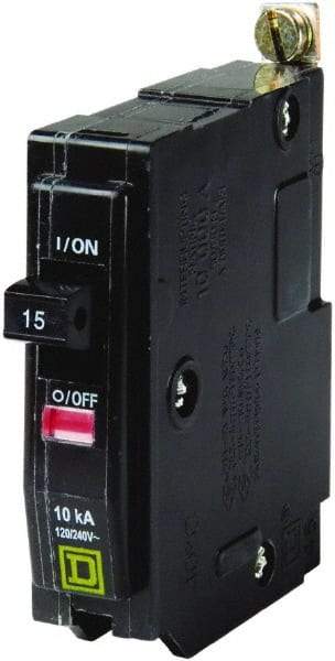 Square D - 15 Amp, 240 VAC, 1 Pole, Bolt On Miniature Circuit Breaker - 14-8 AWG - Exact Tool & Supply