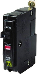 Square D - 15 Amp, 240 VAC, 1 Pole, Bolt On Miniature Circuit Breaker - 14-8 AWG - Exact Tool & Supply