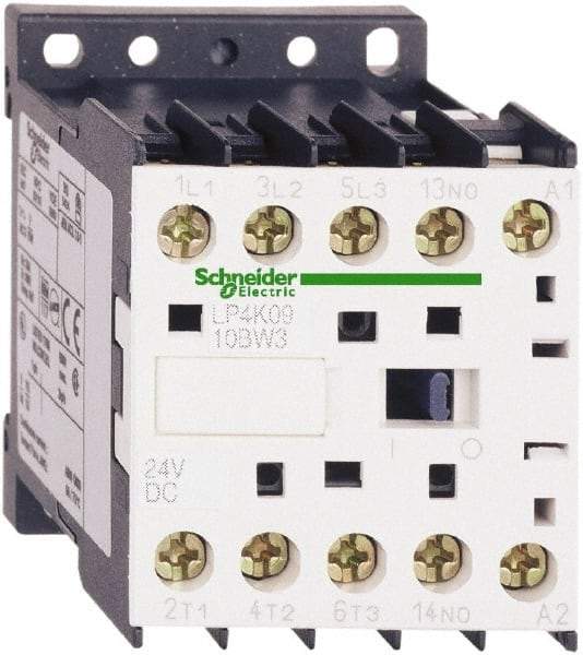 Schneider Electric - 3 Pole, 24 Coil VDC, 16 Amp at 690 VAC, 20 Amp at 440 VAC and 9 Amp at 440 VAC, Nonreversible IEC Contactor - BS 5424, CSA, IEC 60947, NF C 63-110, RoHS Compliant, UL Listed, VDE 0660 - Exact Tool & Supply