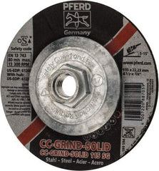 PFERD - 46 Grit, 4-1/2" Wheel Diam, Type 27 Depressed Center Wheel - Aluminum Oxide - Exact Tool & Supply