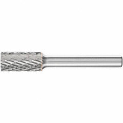 PFERD - 3/8" Cut Diam, 1/4" Shank Diam, Cylinder Head Double Cut Burr - Carbide, Flat End, 3/4" LOC, 2-1/2" OAL - Exact Tool & Supply
