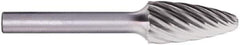 PFERD - 3/8" Cut Diam, 1/4" Shank Diam, Tree with Radius Head Fluted Cut Burr - Carbide, Radius End, 3/4" LOC, 2-1/2" OAL - Exact Tool & Supply