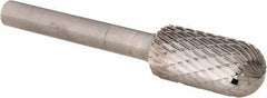 PFERD - 1/2" Cut Diam, 1/4" Shank Diam, Cylinder with Radius Head Double Cut Burr - Carbide, Radius End, 1" LOC, 2-3/4" OAL - Exact Tool & Supply