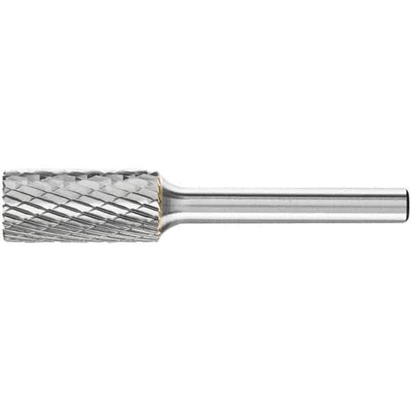 PFERD - 1/2" Cut Diam, 1/4" Shank Diam, Cylinder with End Cut Head Double Cut Burr - Carbide, End Cut End, 1" LOC, 2-3/4" OAL - Exact Tool & Supply