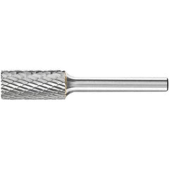PFERD - 1/2" Cut Diam, 1/4" Shank Diam, Cylinder with End Cut Head Double Cut Burr - Carbide, End Cut End, 1" LOC, 2-3/4" OAL - Exact Tool & Supply