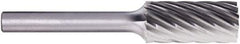 PFERD - 3/8" Cut Diam, 1/4" Shank Diam, Cylinder Head Fluted Cut Burr - Carbide, Flat End, 3/4" LOC, 2-1/2" OAL - Exact Tool & Supply