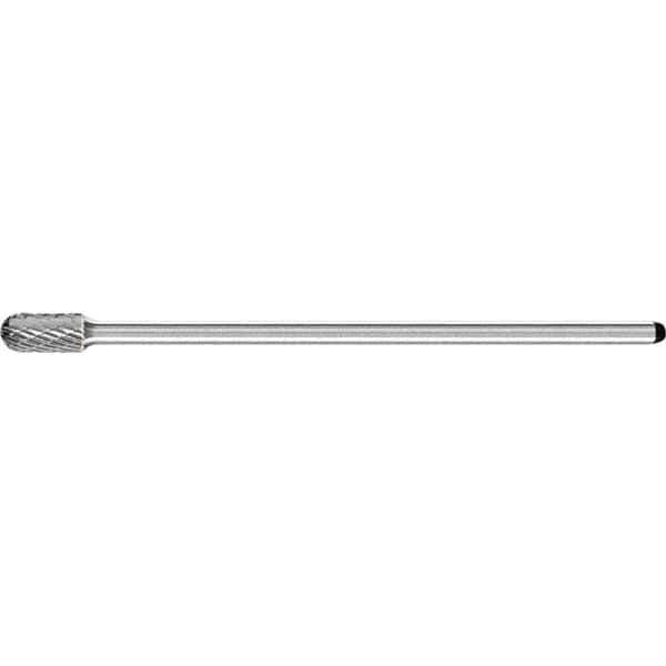 PFERD - 3/8" Cut Diam, 1/4" Shank Diam, Cone Head Double Cut Burr - Carbide, Radius End, 3/4" LOC, 6-5/8" OAL - Exact Tool & Supply
