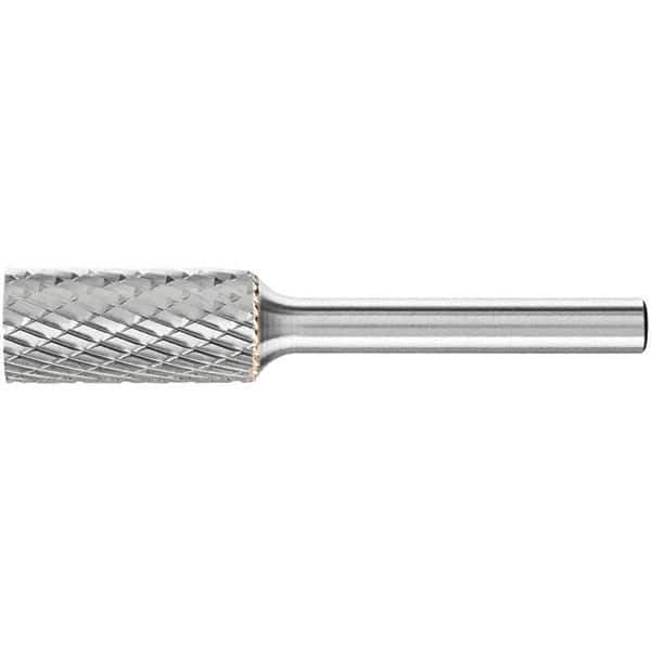 PFERD - 1/2" Cut Diam, 1/4" Shank Diam, Cylinder Head Double Cut Burr - Carbide, Flat End, 1" LOC, 2-3/4" OAL - Exact Tool & Supply