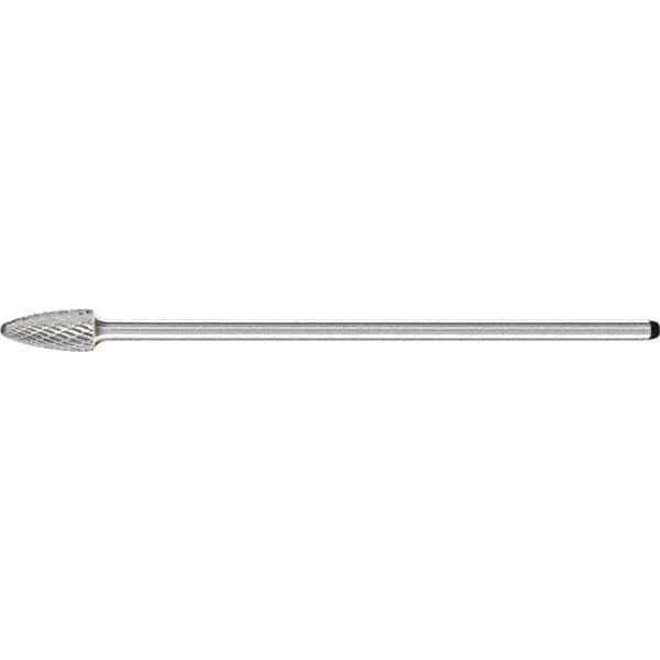 PFERD - 1/2" Cut Diam, 1/4" Shank Diam, Tree with Radius Head Double Cut Burr - Carbide, Radius End, 1" LOC, 6-7/8" OAL - Exact Tool & Supply