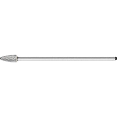 PFERD - 1/2" Cut Diam, 1/4" Shank Diam, Tree with Radius Head Double Cut Burr - Carbide, Radius End, 1" LOC, 6-7/8" OAL - Exact Tool & Supply