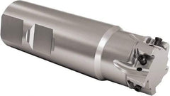 Seco - 1-1/4" Cut Diam, 8mm Max Depth of Cut, 1-1/4" Shank Diam, 4-1/2" OAL, Indexable Square Shoulder End Mill - LOEX Inserts, Weldon Shank, 90° Lead Angle, Through Coolant, Series Square T4-08 - Exact Tool & Supply
