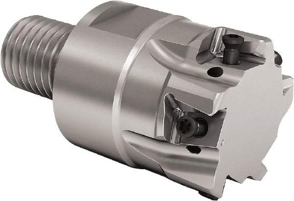 Seco - 25mm Cut Diam, 8mm Max Depth of Cut, 30mm OAL, Indexable Square Shoulder End Mill - LOEX Inserts, M12 Modular Connection, 90° Lead Angle, Through Coolant, Series Square T4-08 - Exact Tool & Supply