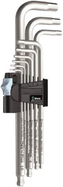 Wera - 9 Piece L-Key Hex Key Set - Hex Range 1.5 to 10mm, Stainless Steel - Exact Tool & Supply