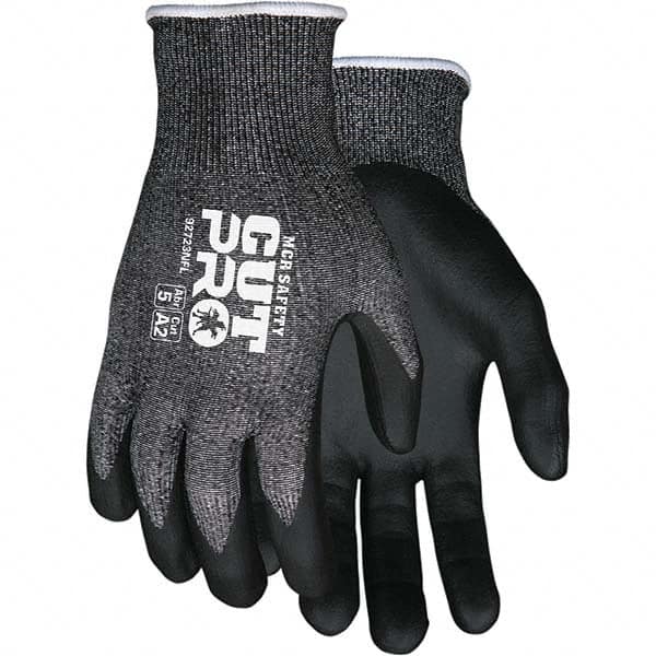 MCR Safety - Size L, ANSI Cut Lvl A2, Puncture Lvl 4, Abrasion Lvl 5, Foam Nitrile Coated Cut & Puncture Resistant Gloves - Exact Tool & Supply