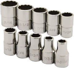 Ability One - 1/4" Drive Socket Set - 6, 12 Points, 3/16" to 9/16" Range, Inch Measurement Standard - Exact Tool & Supply