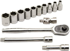Ability One - 1/4" Drive Socket Set - 12 Points, 3/16" to 9/16" Range, Inch Measurement Standard - Exact Tool & Supply