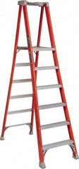 Louisville - 6 Steps, 6' High, Type IA Rating, Fiberglass Platform Ladder - Exact Tool & Supply