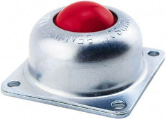 Hudson Bearing - 1-1/2 Inch Diameter, Square, Stainless Steel Ball Transfer - 1.1875 Inch Mount Height, 250 Lb. Capacity - Exact Tool & Supply