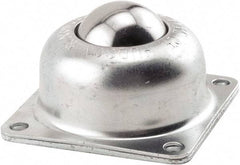 Hudson Bearing - 1-1/2 Inch Diameter, Square, Stainless Steel Ball Transfer - 1.1875 Inch Mount Height, 250 Lb. Capacity - Exact Tool & Supply