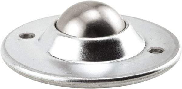 Hudson Bearing - 1-1/2 Inch Diameter, Round, Stainless Steel Ball Transfer - 3.6563 Inch Overall Diameter, 1.1406 Inch Mount Height, 200 Lb. Capacity - Exact Tool & Supply