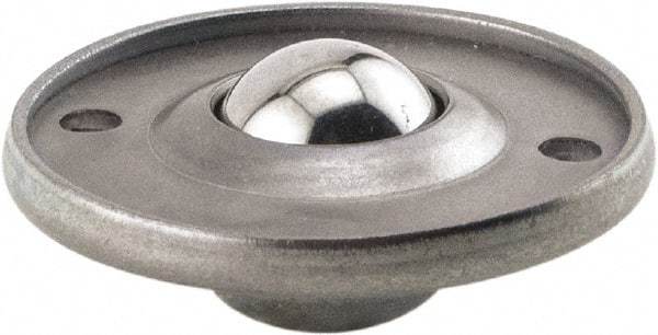 Hudson Bearing - 5/8 Inch Diameter, Round, Stainless Steel Ball Transfer - 1.6875 Inch Overall Diameter, 3/8 Inch Mount Height, 20 Lb. Capacity - Exact Tool & Supply