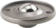 Hudson Bearing - 5/8 Inch Diameter, Round, Stainless Steel Ball Transfer - 1.6875 Inch Overall Diameter, 3/8 Inch Mount Height, 20 Lb. Capacity - Exact Tool & Supply