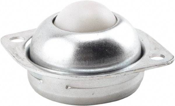 Hudson Bearing - 1 Inch Diameter, Round, Nylon Ball Transfer - 3/4 Inch Mount Height, 75 Lb. Capacity - Exact Tool & Supply