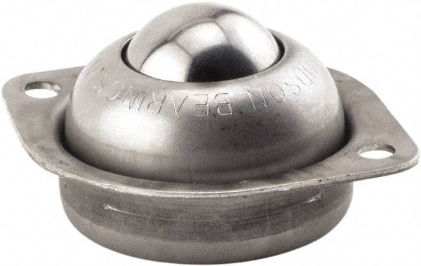 Hudson Bearing - 1 Inch Diameter, Round, Stainless Steel Ball Transfer - 3/4 Inch Mount Height, 75 Lb. Capacity - Exact Tool & Supply