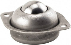 Hudson Bearing - 1 Inch Diameter, Round, Stainless Steel Ball Transfer - 3/4 Inch Mount Height, 75 Lb. Capacity - Exact Tool & Supply