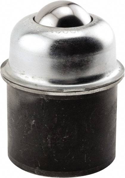 Hudson Bearing - 1-1/2 Inch Diameter, Round, Carbon Steel Ball Transfer - 3 Inch Overall Diameter, 1.8125 Inch Mount Height, 250 Lb. Capacity - Exact Tool & Supply