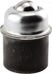 Hudson Bearing - 1-1/2 Inch Diameter, Round, Carbon Steel Ball Transfer - 3 Inch Overall Diameter, 1.8125 Inch Mount Height, 250 Lb. Capacity - Exact Tool & Supply