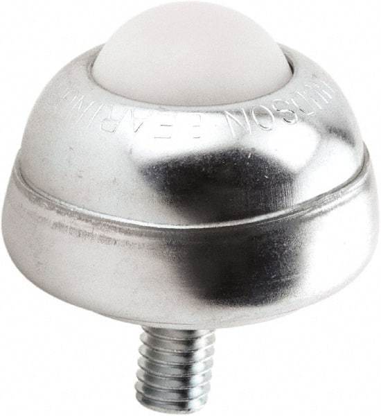 Hudson Bearing - 1 Inch Diameter, Round, Nylon Ball Transfer - 1-3/4 Inch Overall Diameter, 1-3/8 Inch Mount Height, 75 Lb. Capacity - Exact Tool & Supply