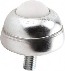 Hudson Bearing - 1 Inch Diameter, Round, Nylon Ball Transfer - 1-3/4 Inch Overall Diameter, 1-3/8 Inch Mount Height, 75 Lb. Capacity - Exact Tool & Supply