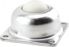 Hudson Bearing - 1-1/2 Inch Diameter, Square, Nylon Ball Transfer - 1.1875 Inch Mount Height, 250 Lb. Capacity - Exact Tool & Supply